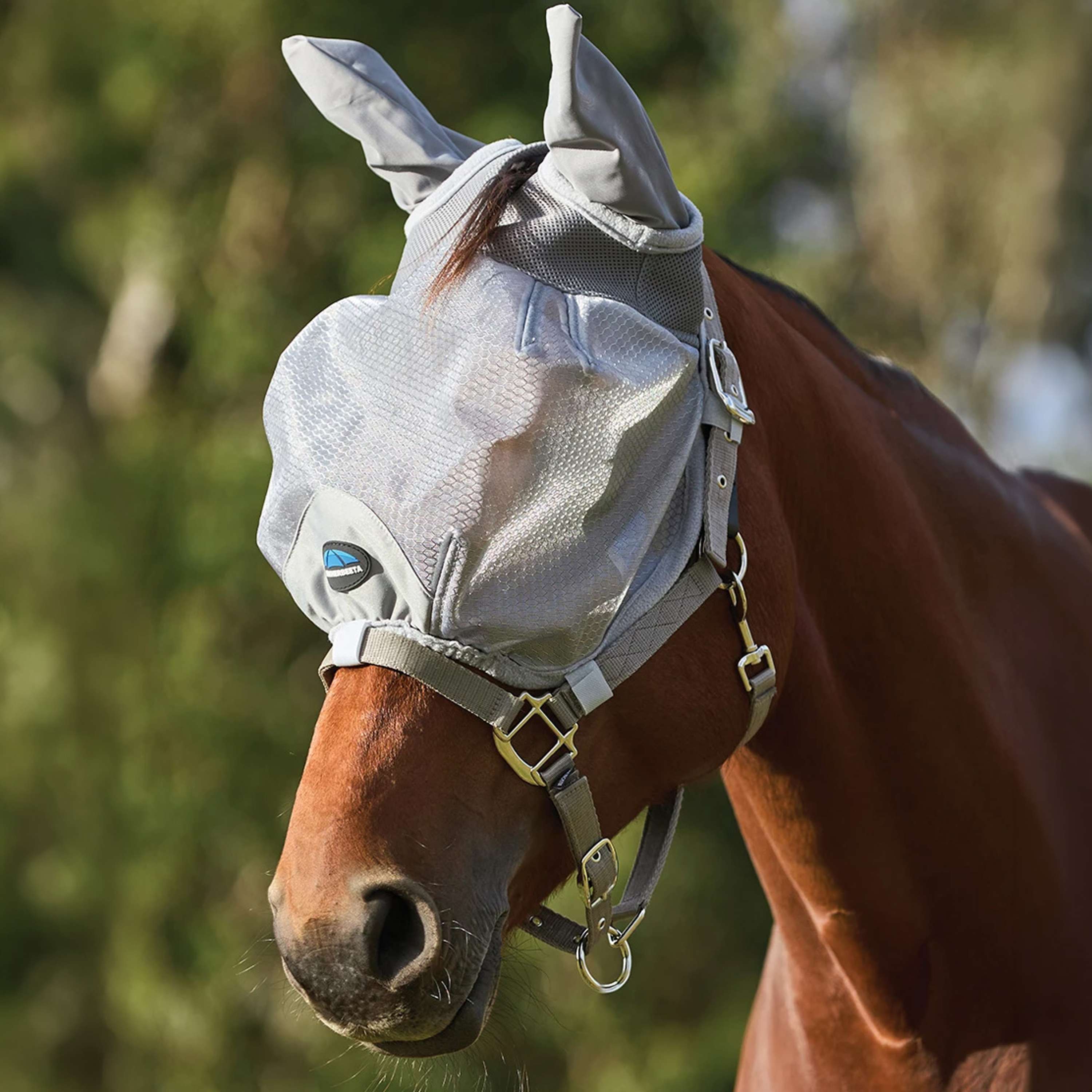 WeatherBeeta Fly Mask Halter ComFiTec Hexi Duo with Ears Silver
