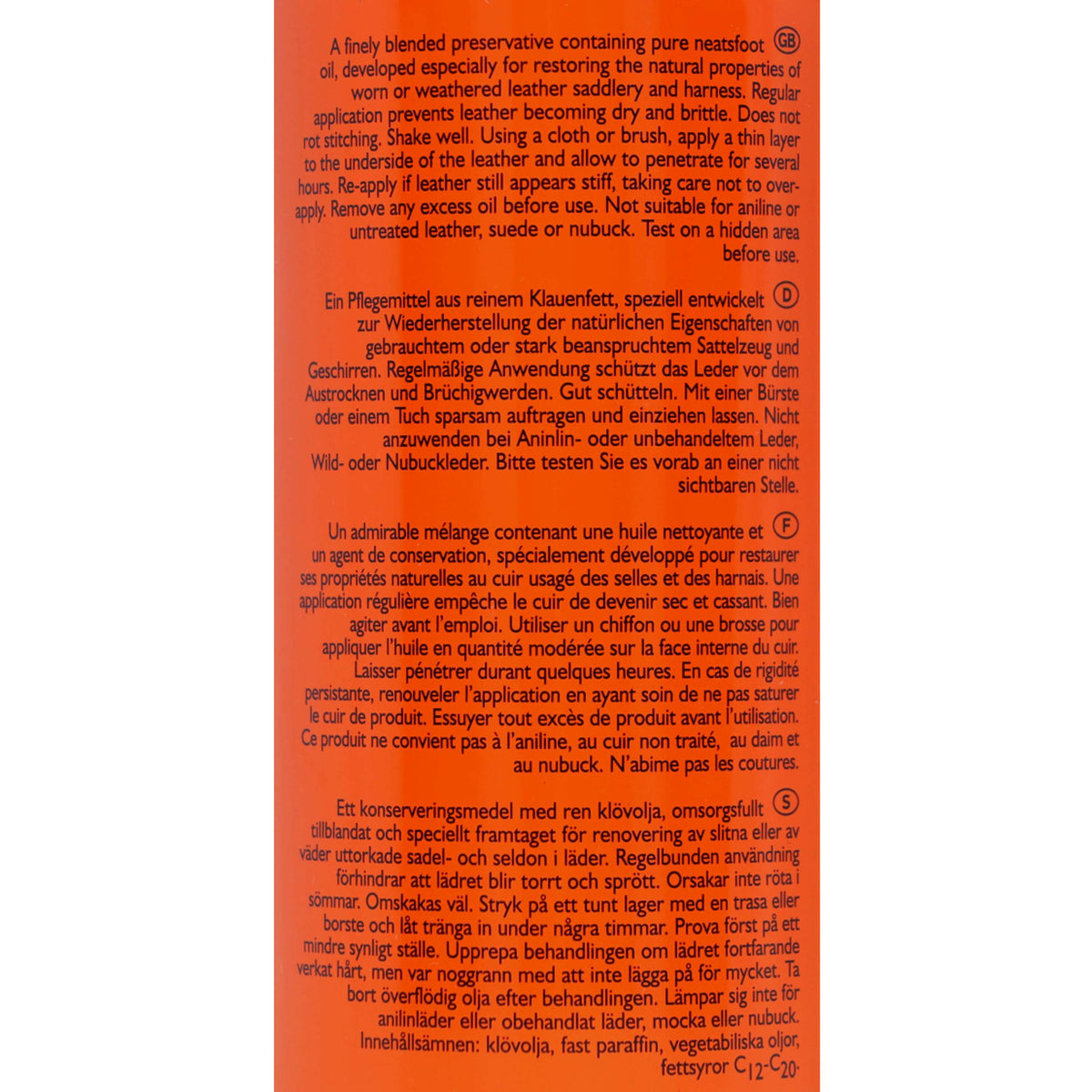 Carr & Day & Martin Leather Oil V&P Neatsfood Compound