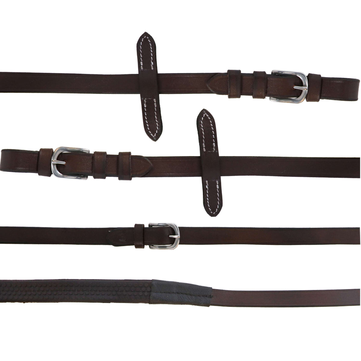 HKM Reins Interwoven Rubber Brown