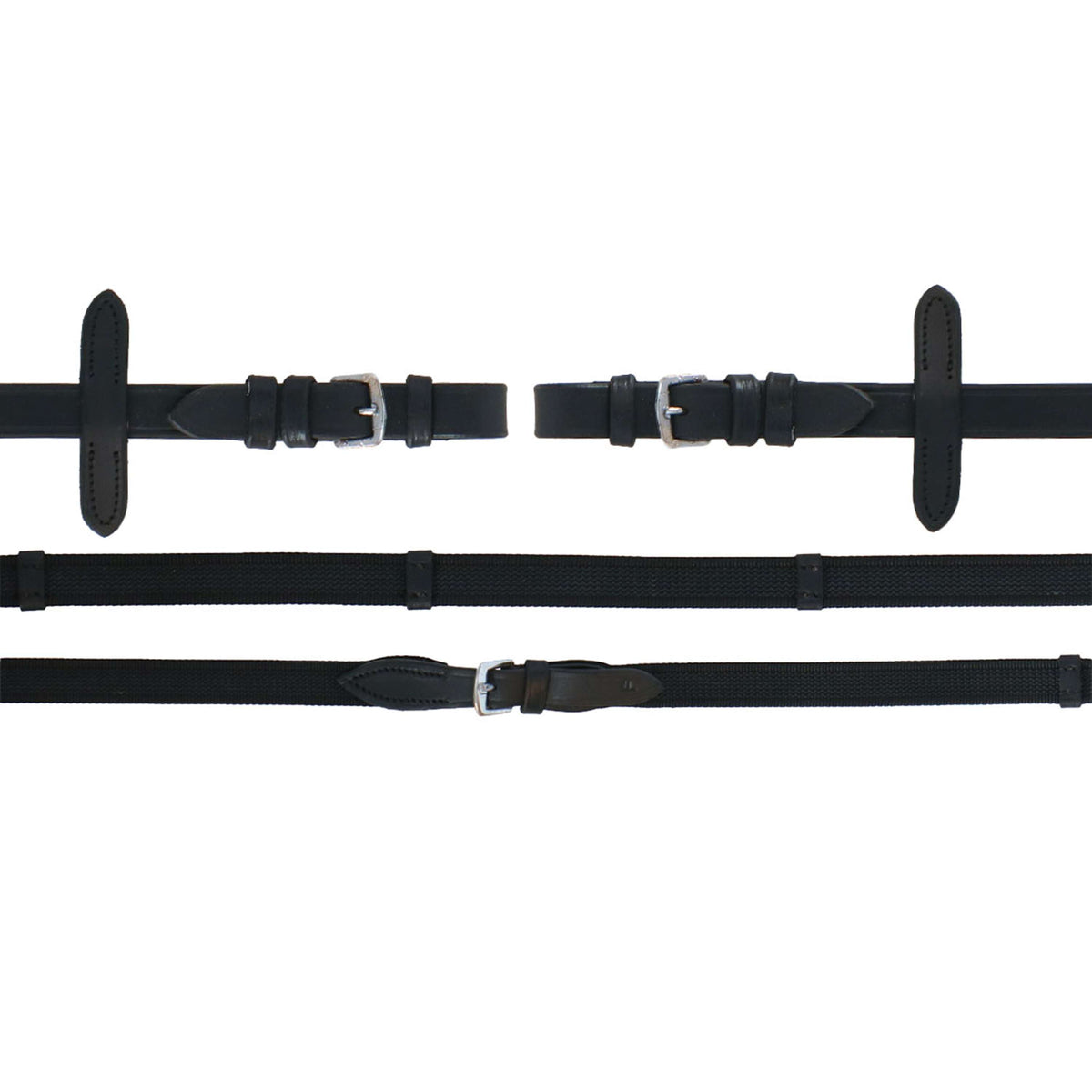 Kerbl Anti-Slip Rubber Reins Black