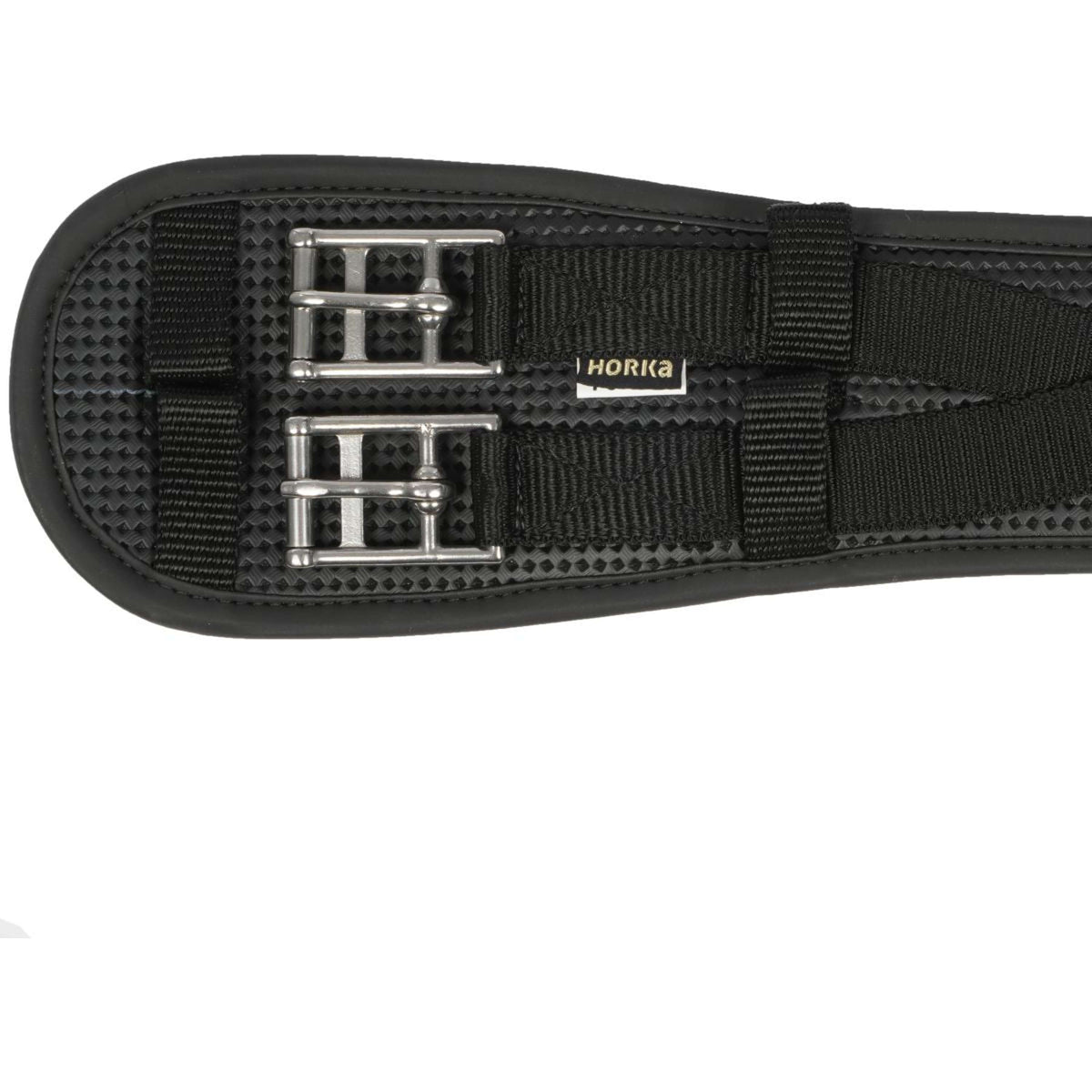 HORKA Dressage Girth Shaped Waffle Weave Black/Silver