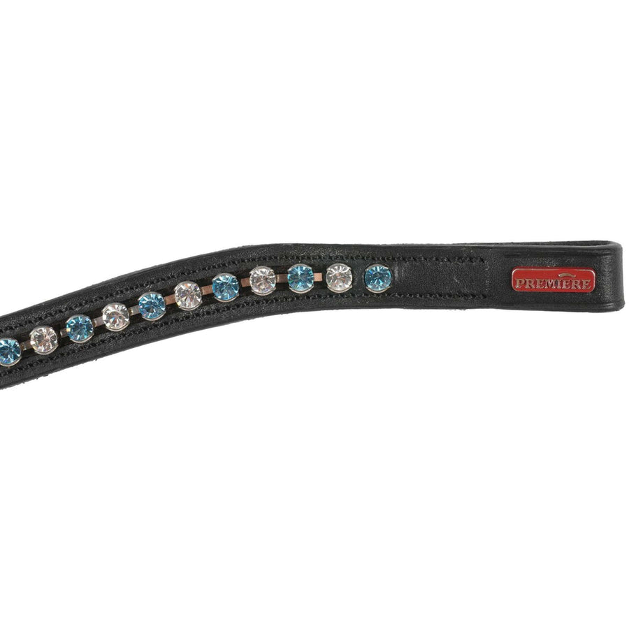 Premiere Browband Lyskamm Curved Crystal Black/LightBlue/White