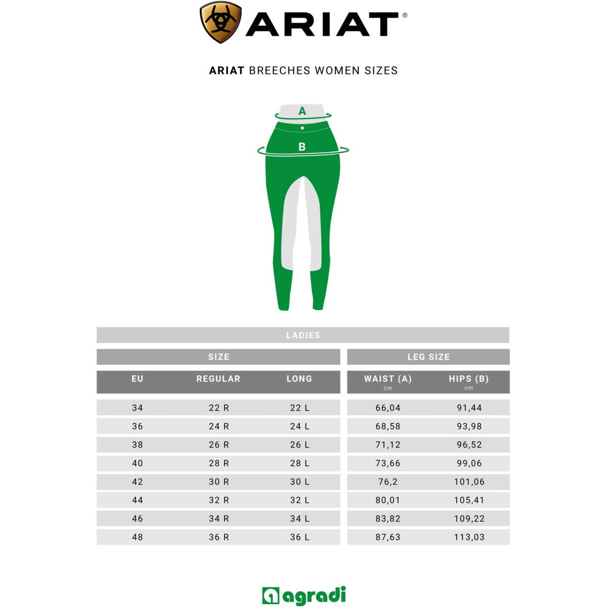 Ariat Breeches Tri Factor Ladies Grip Full Seat White