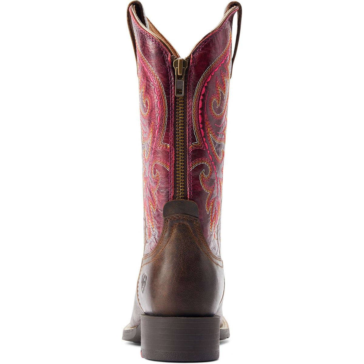 Ariat Western Boots Round Up Back Zip Women Worn Mocha/Rasberry