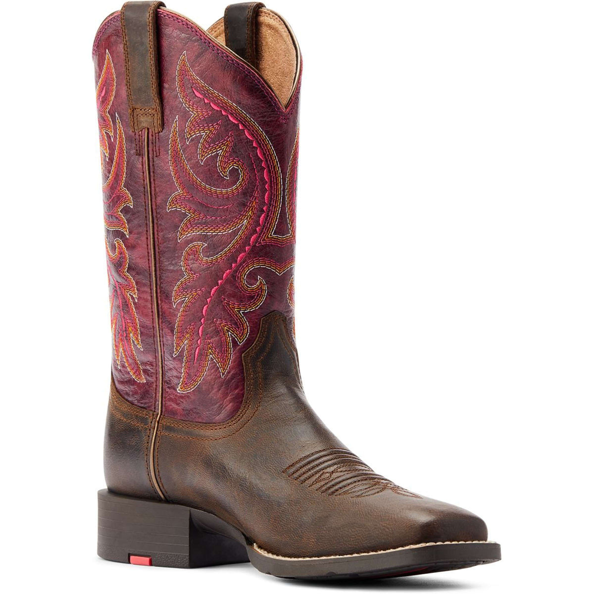 Ariat Western Boots Round Up Back Zip Women Worn Mocha/Rasberry