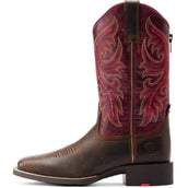 Ariat Western Boots Round Up Back Zip Women Worn Mocha/Rasberry