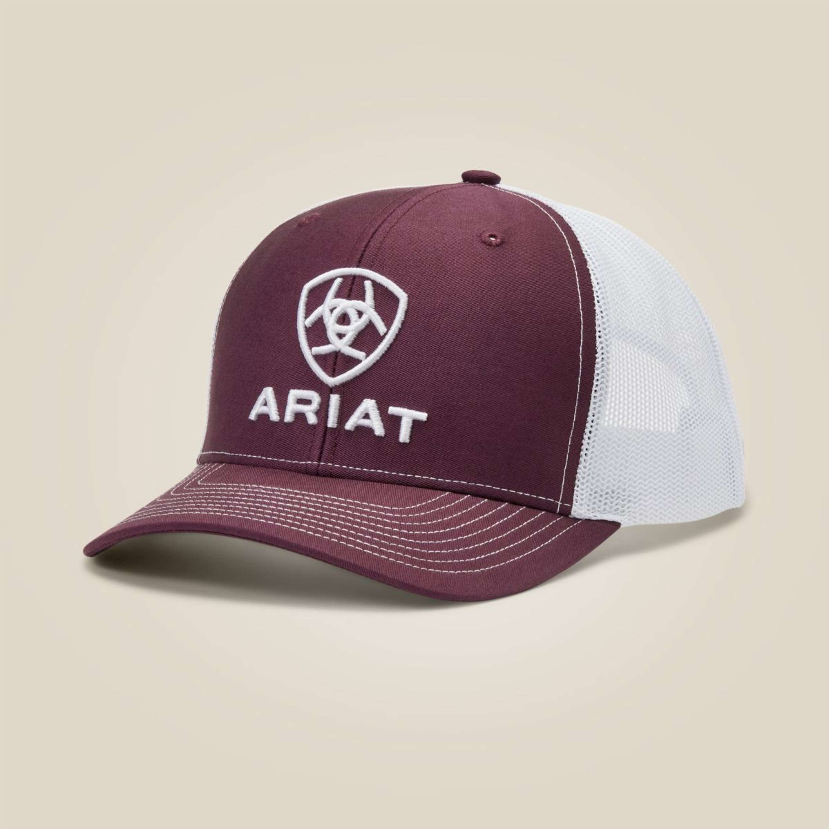 Ariat Cap M&F MNS Stacked Logo Burgundy/White