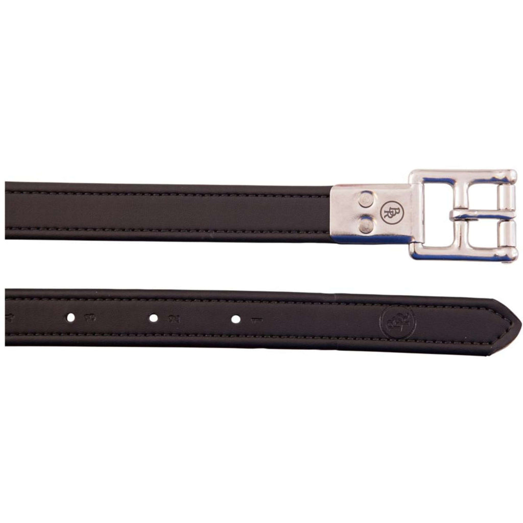 BR Stirrup Straps Leather Feel SS Flat Buckles Black