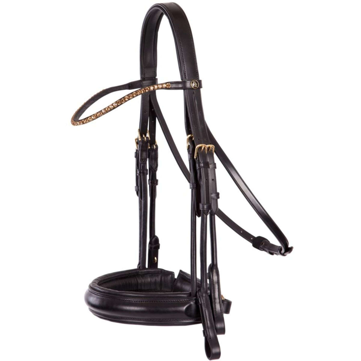 BR Double Bridle Sheffield Black/Gold