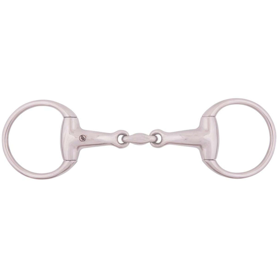 BR Eggbut Snaffle Solid 18mm Big Rings Double Jointed RVS