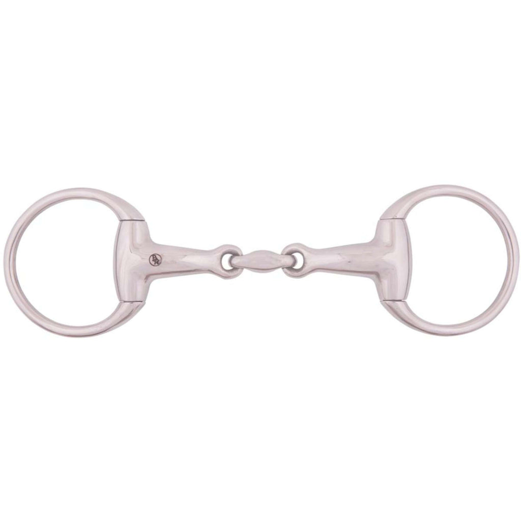 BR Eggbut Snaffle Solid 18mm Big Rings Double Jointed RVS