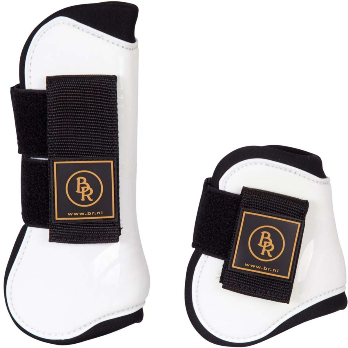 BR Bullet guards & Fetlock Boots Set Pro Tech PU Neoprene White