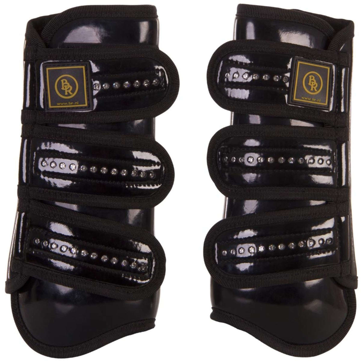 BR Tendon Boots Pro Max Varnish with Rhinestones Black