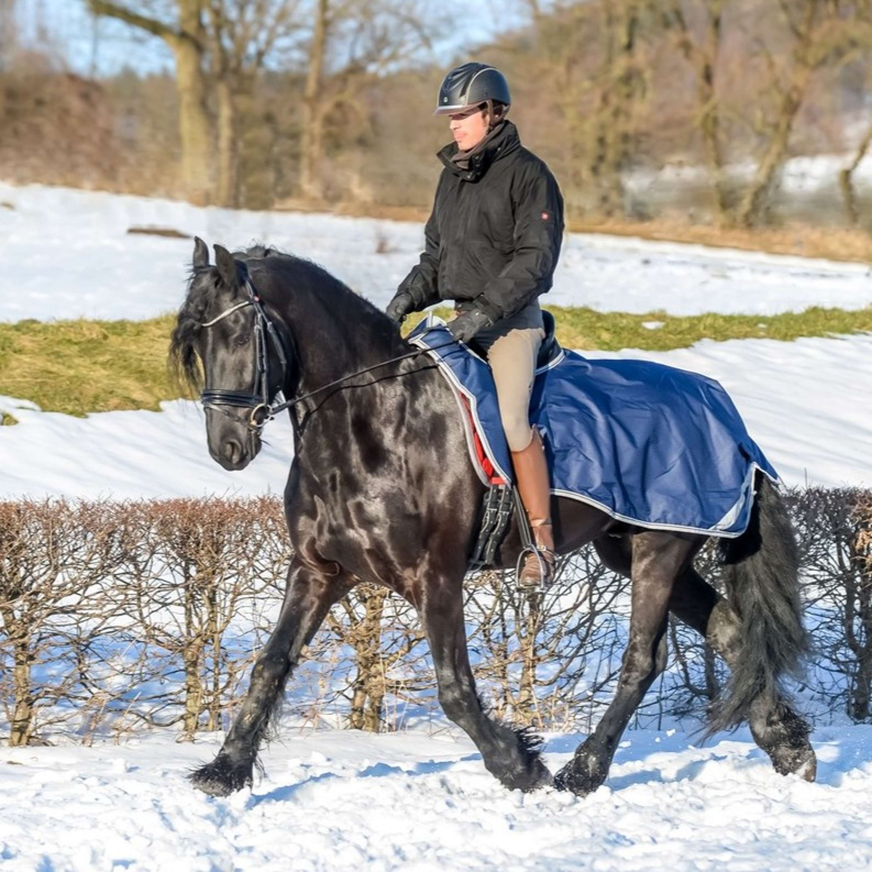 Bucas Riding Rug Navy/Silver