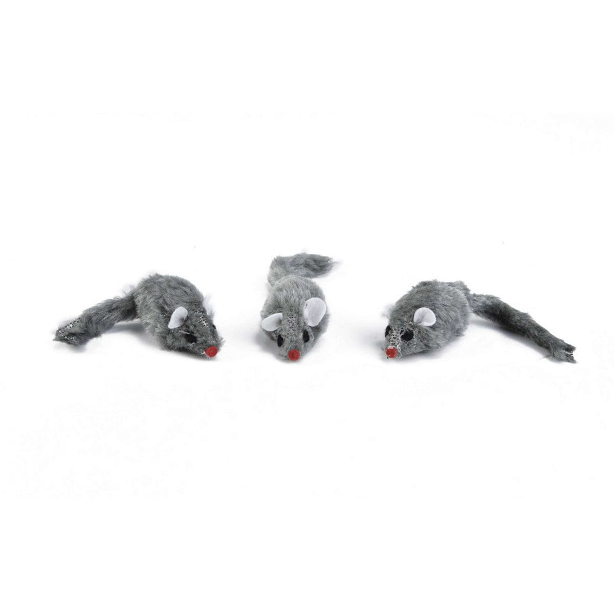 Beeztees Plush Mouse Bag 3 Pieces Grey