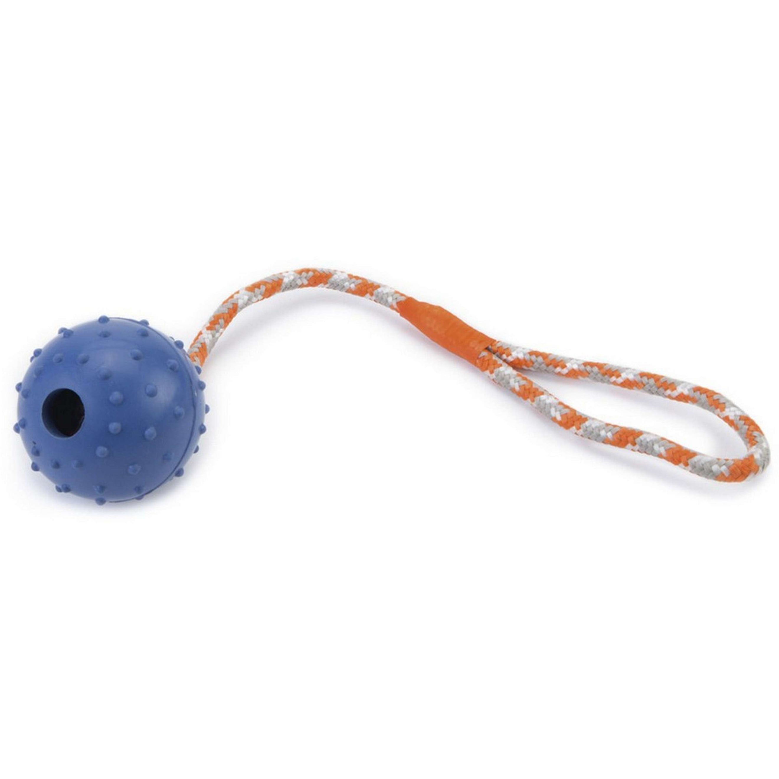 Beeztees Ball with a Bell and Cord Blue