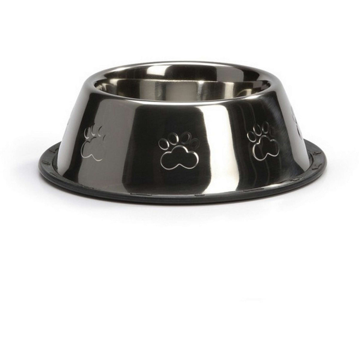 Beeztees Food Bowl Steel Dish Anti-slip Paw Print