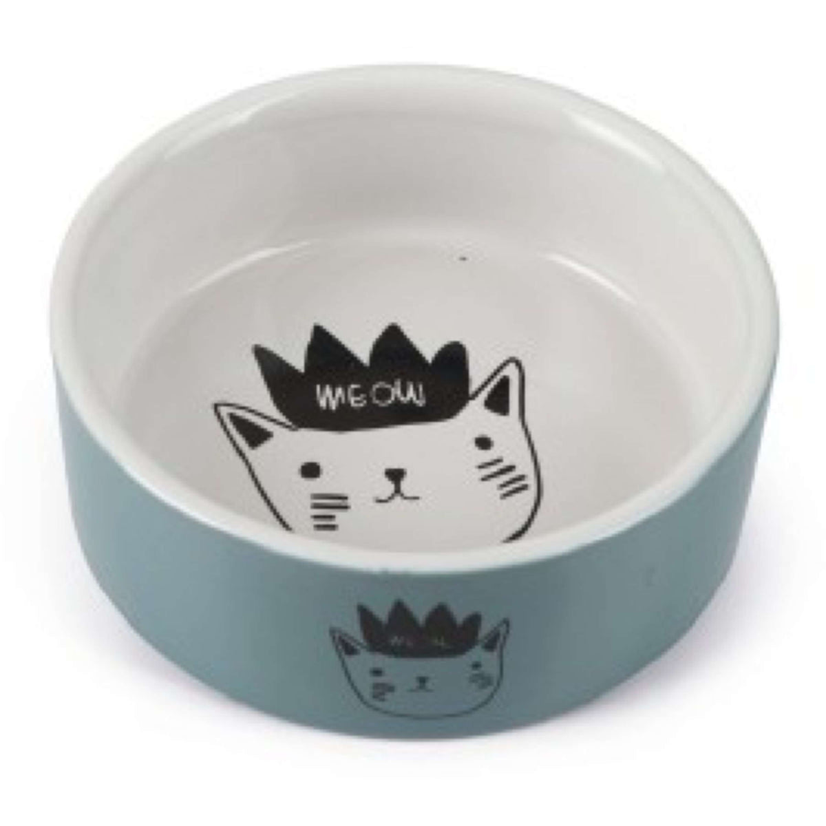 Beeztees Cat Food Bowl Eek Ceramic Blue