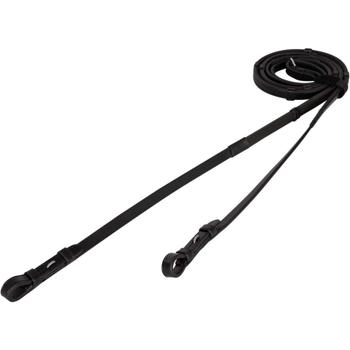 BR Reins Rubber with Stoppers Black/Silver