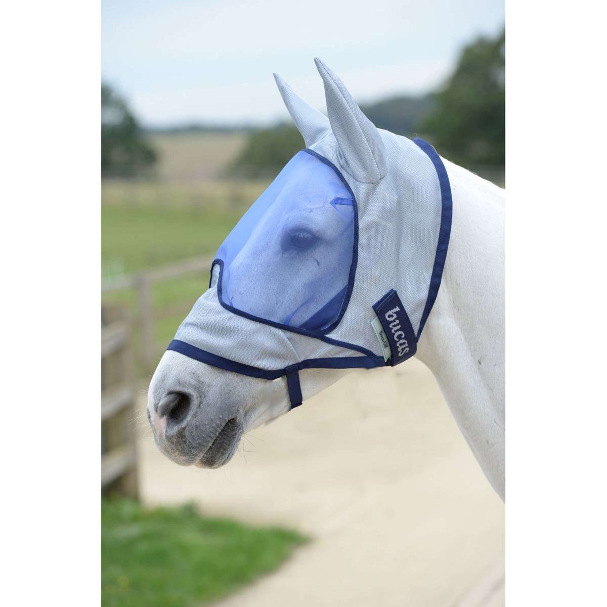 Bucas Buzz-Off Flymask Deluxe with Ears Blue