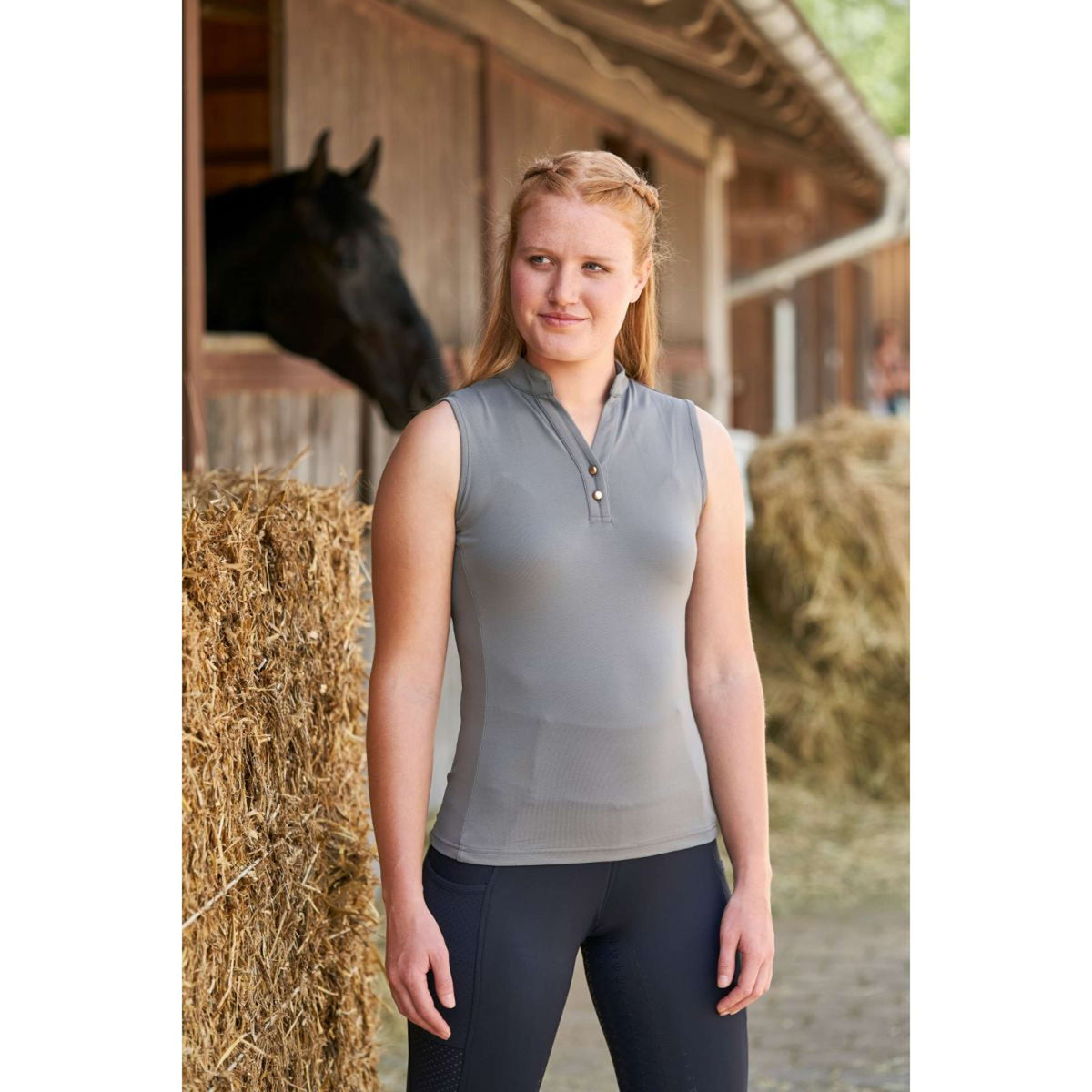 Covalliero Sleeveless Poloshirt Light Graphite