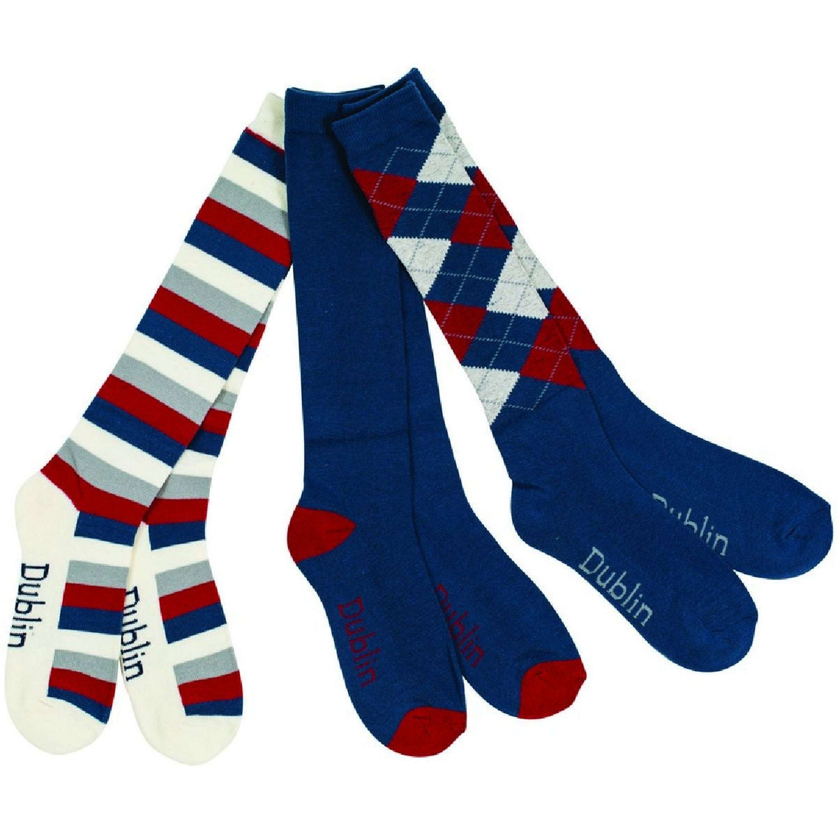 Dublin Socks 3 Pack Navy/red/white