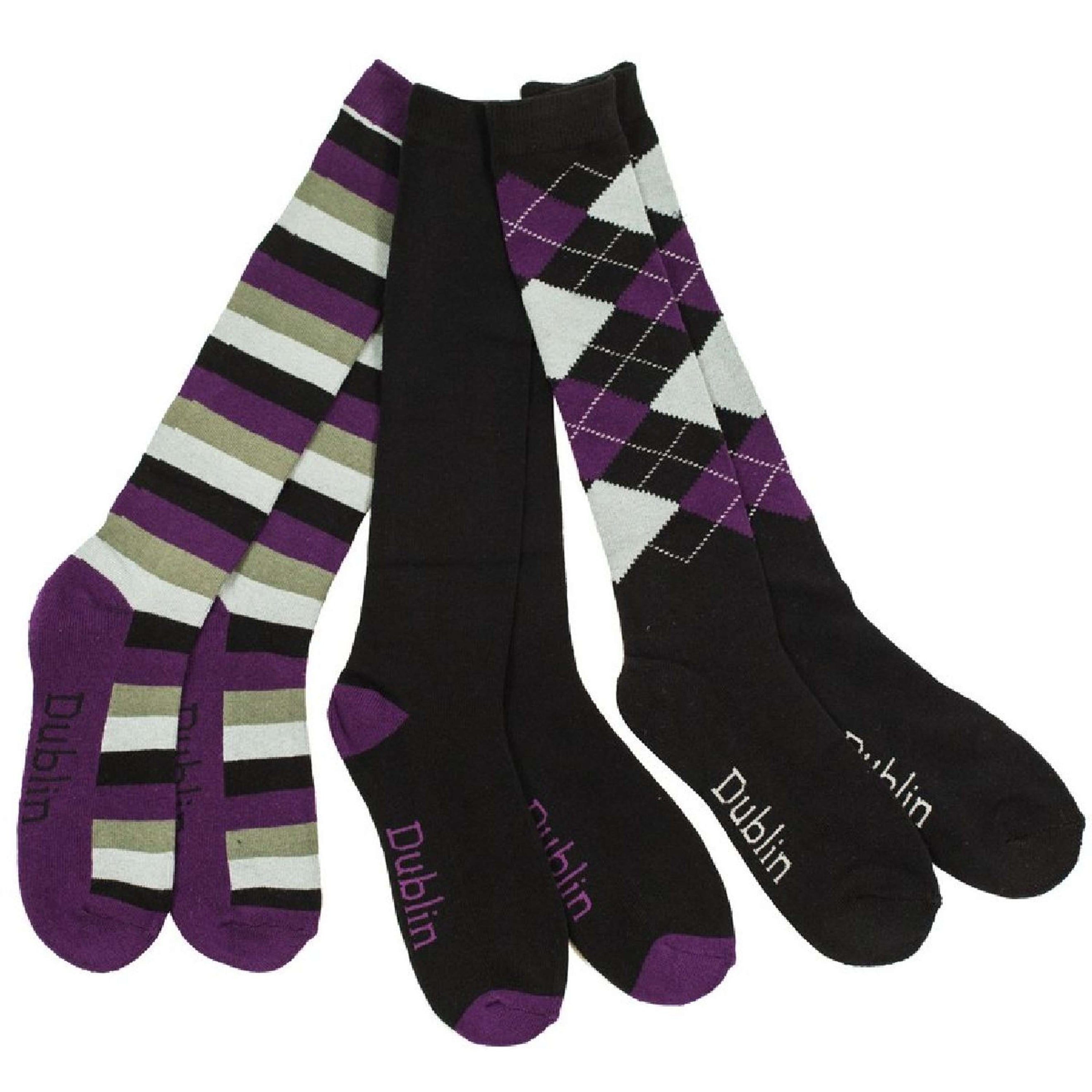 Dublin Socks 3 Pack Black/Purple/Grey