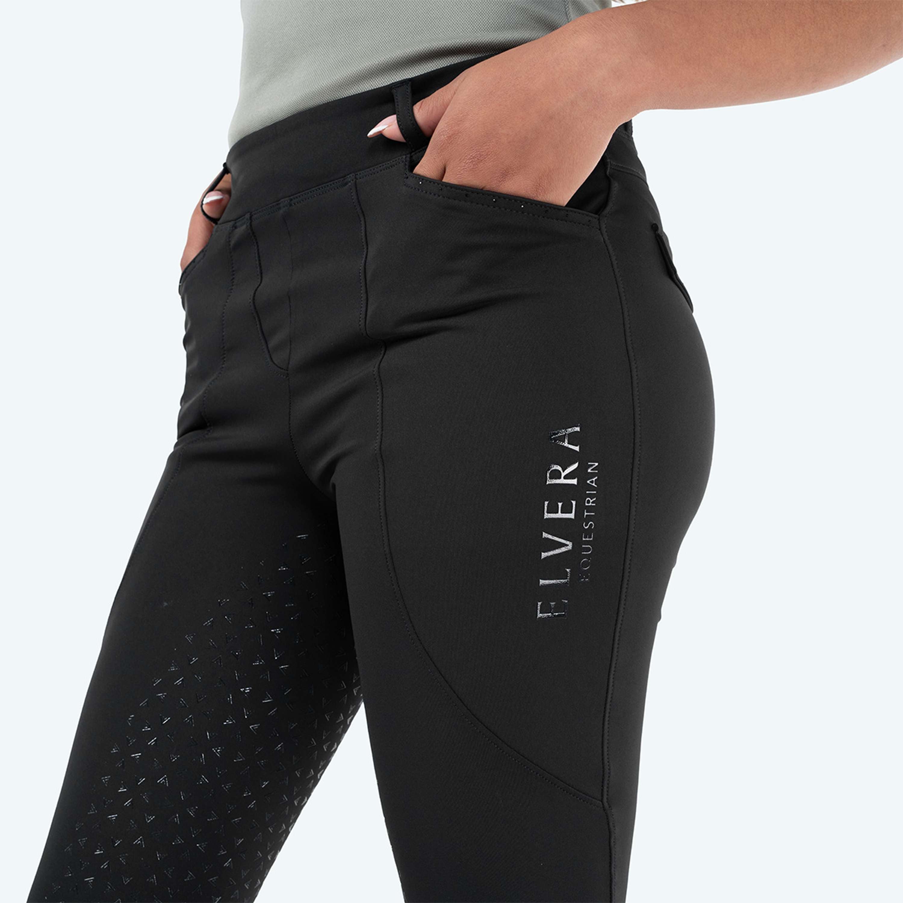 Elvera Equestrian Riding Legging Motion Bling Solid Black