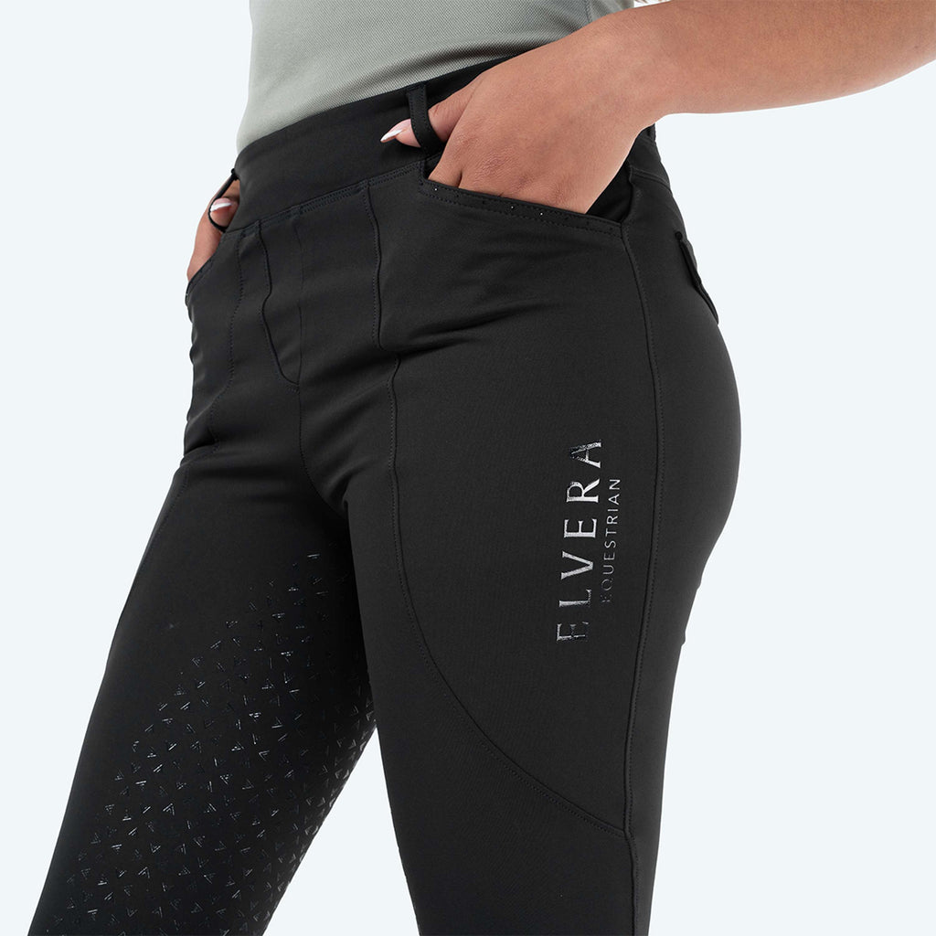 Elvera Equestrian Riding Legging Motion Bling Solid Black