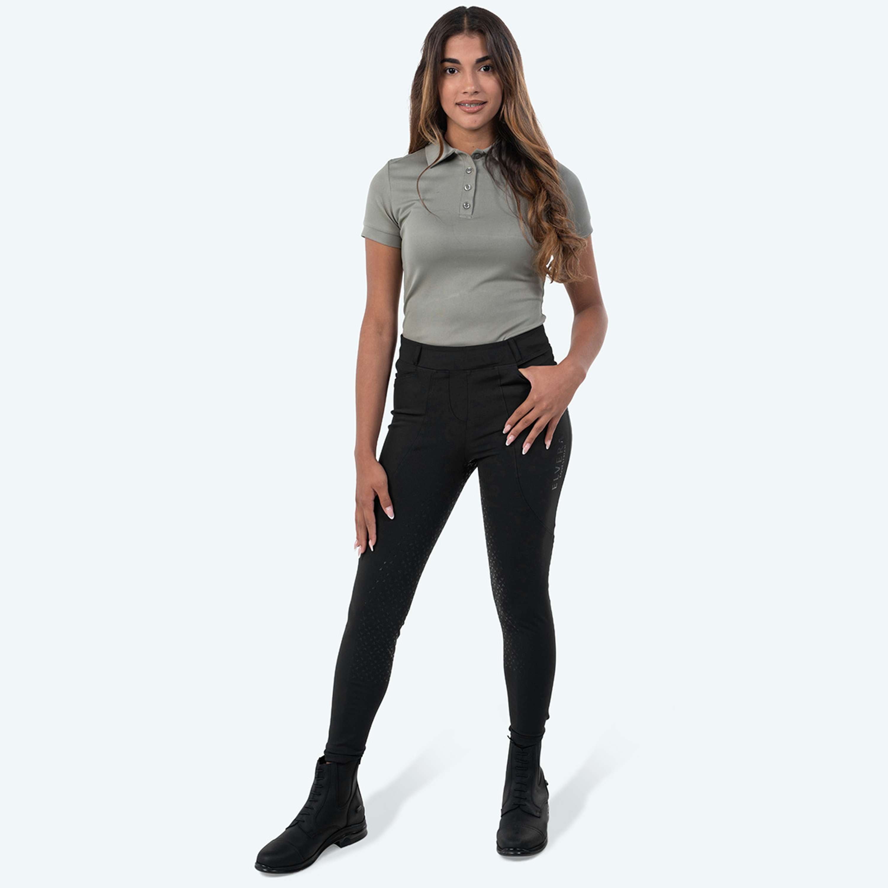 Elvera Equestrian Riding Legging Motion Bling Solid Black
