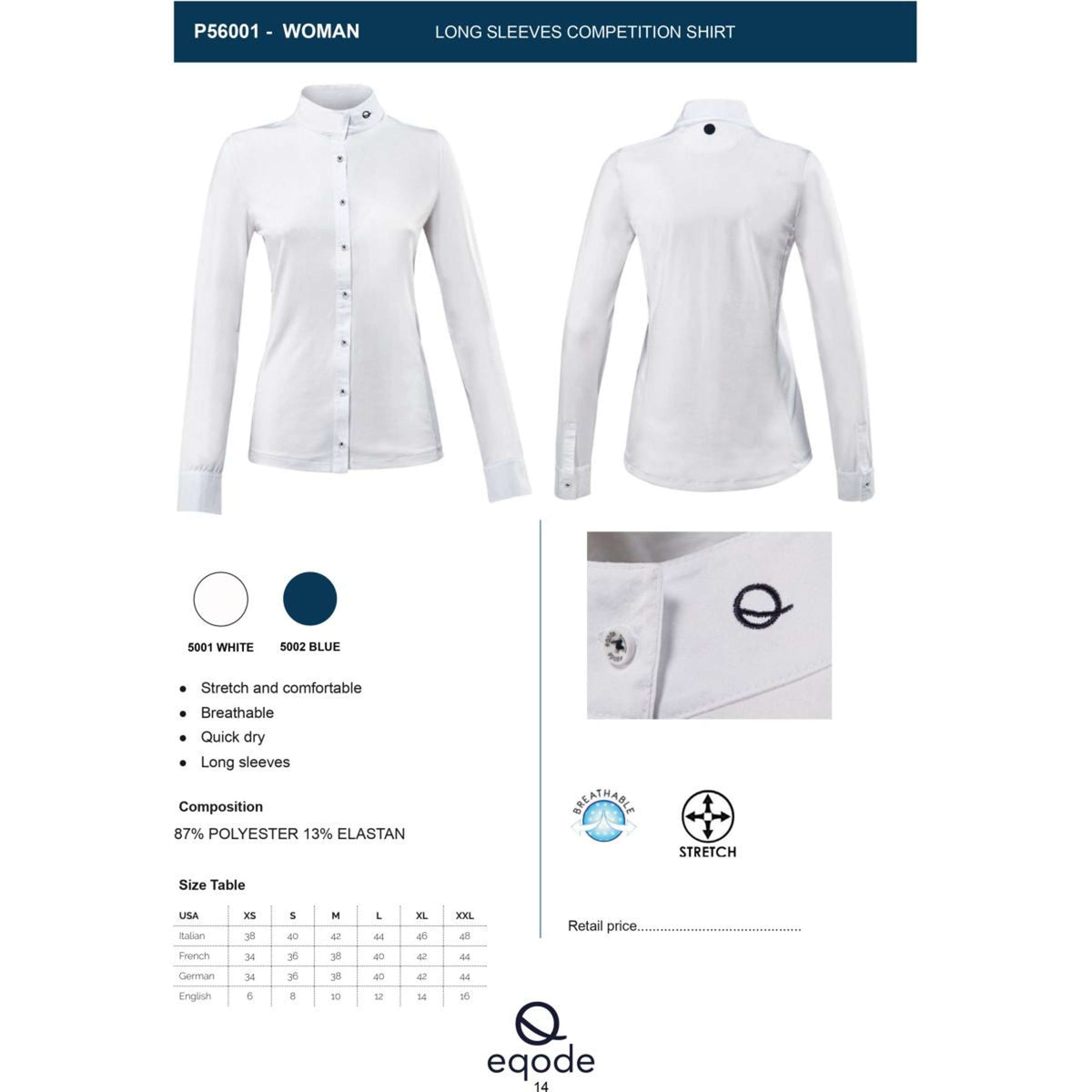 EQODE by Equiline Competition Shirt Dreda White