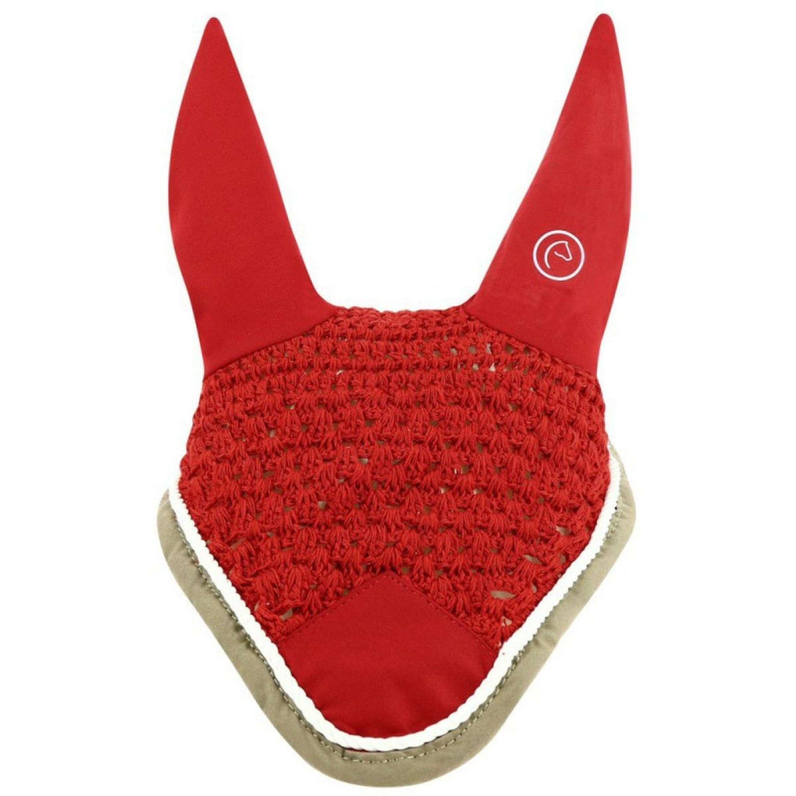 EQUITHÈME Ear Net Polyfun Red/Taupe