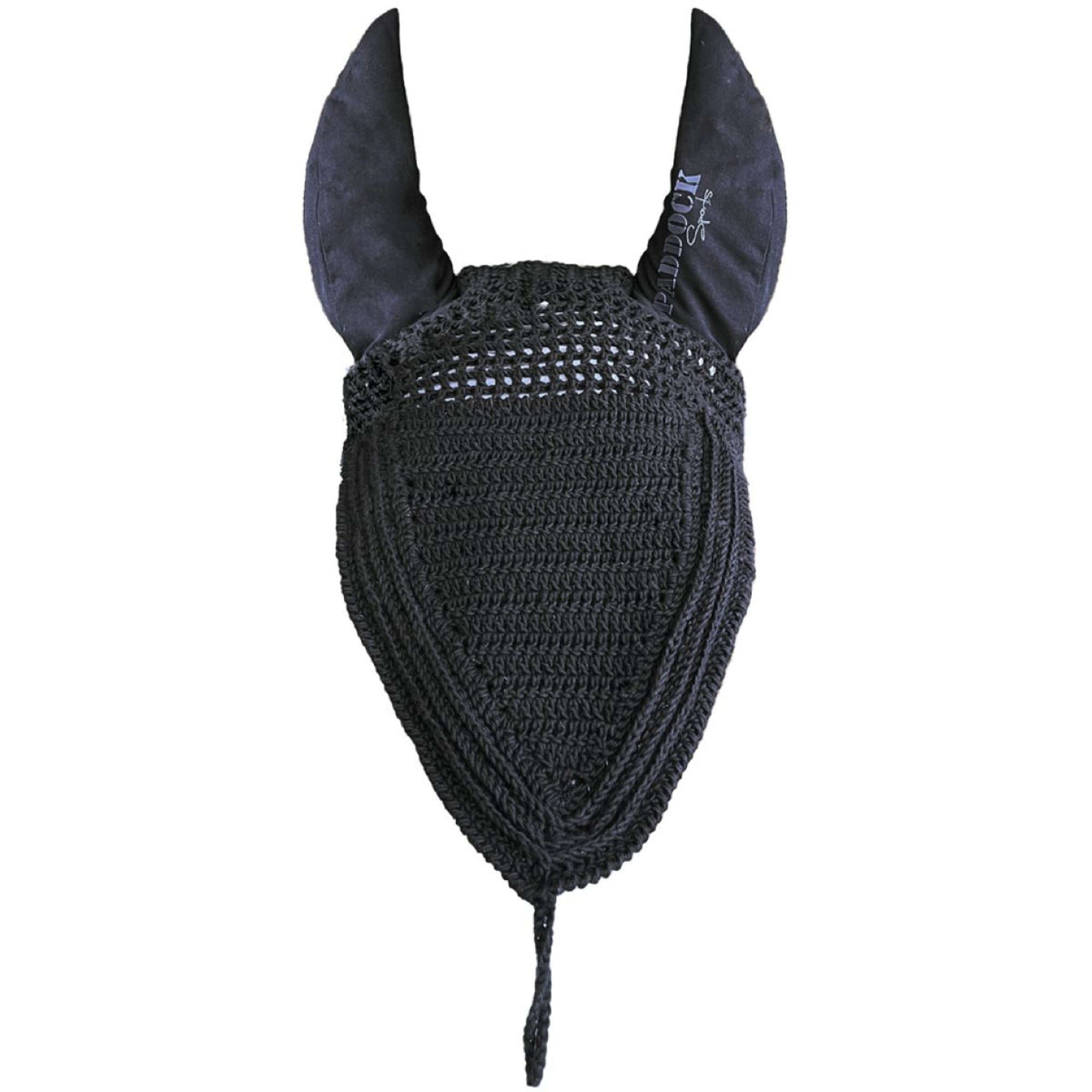 Paddock Ear Bonnet Long Cotton Black