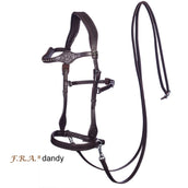 F.R.A. Bit-less Bridle Dandy Side Pull Leather Reins Havana