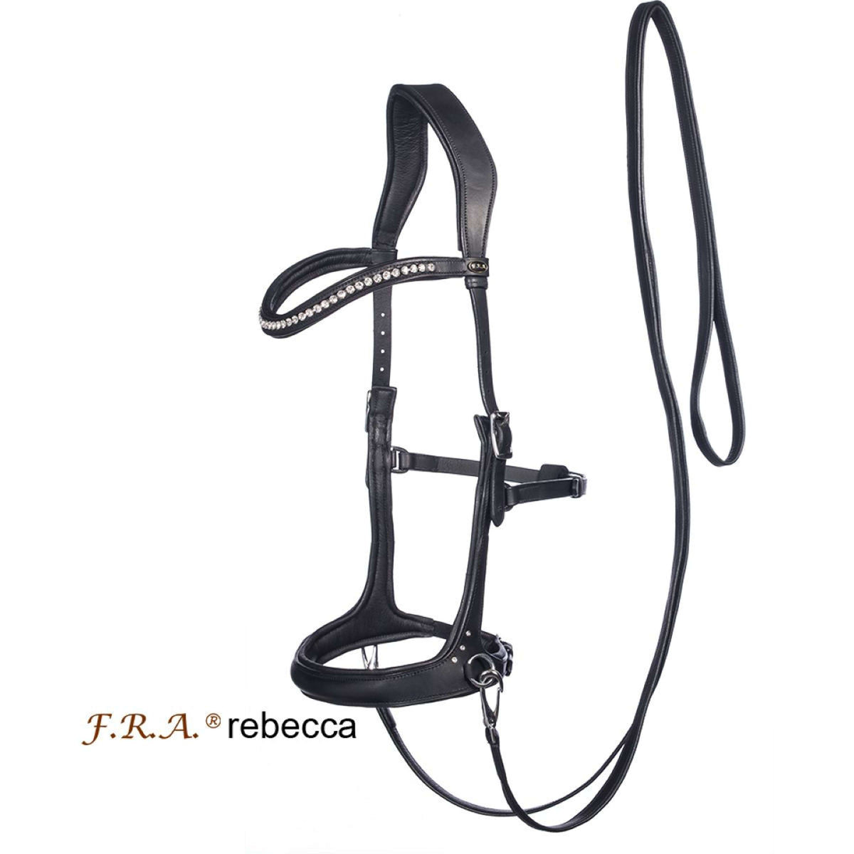 F.R.A. Bit-less Bridle Rebecca Side Pull Softleather Reins Black