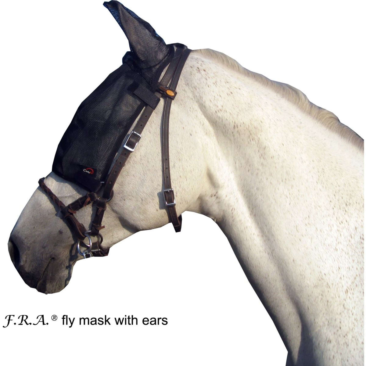 F.R.A. Cavallo Horse & Rider Fly Mask with Ears Black