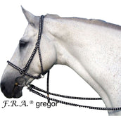 F.R.A. Riding Halter Gregor Cotton with Clip Reins Black/White