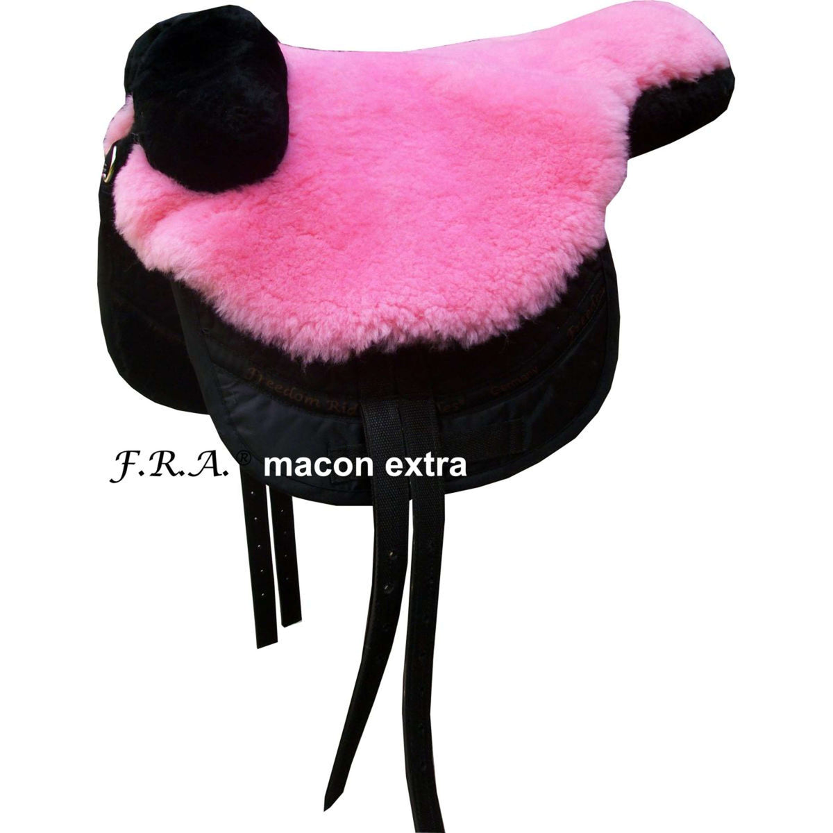 F.R.A. Bareback Pad Macon Extra Merino with Knee Rolls and Inlays Black/Pink