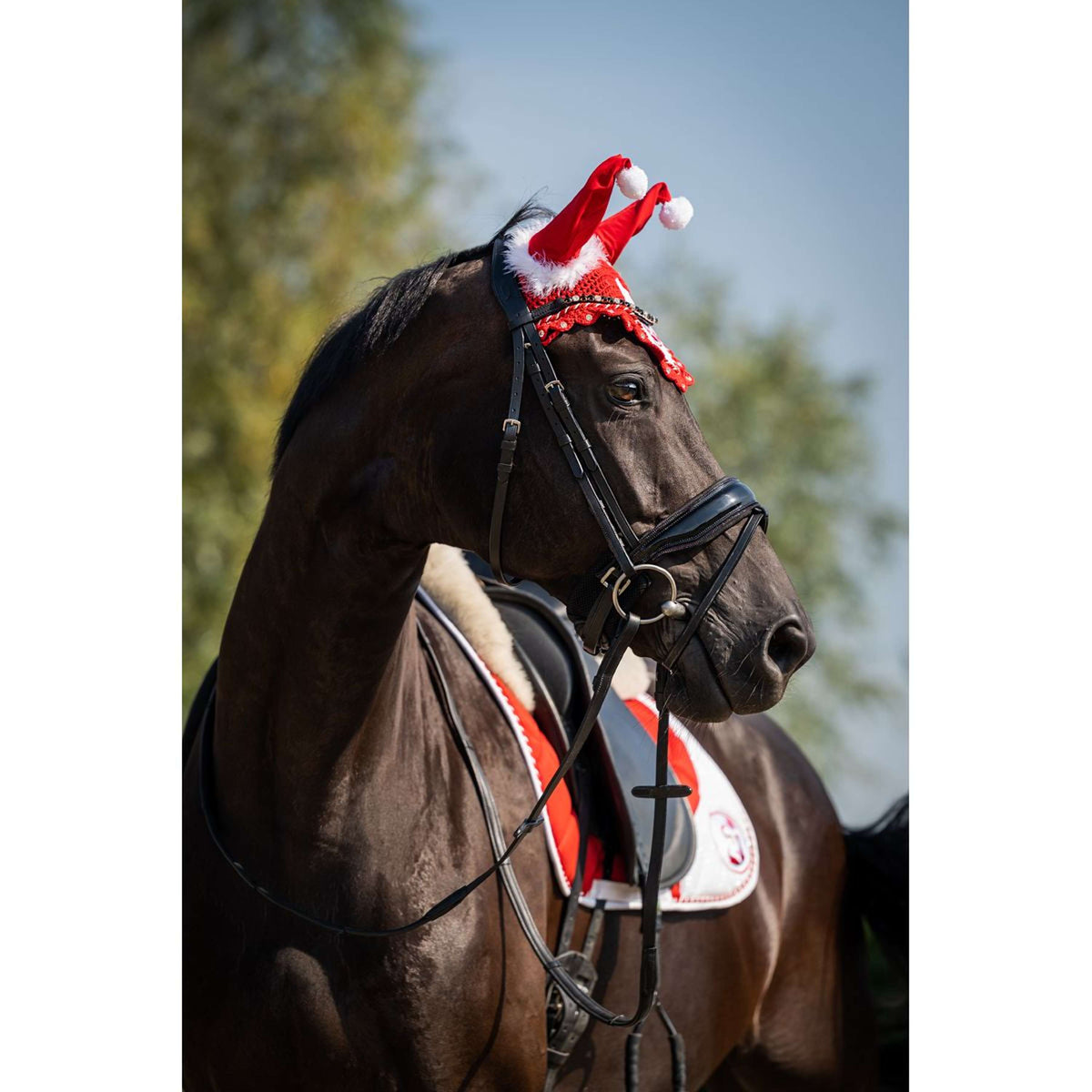 HB Ear Net Christmas Christmas Red Glitter