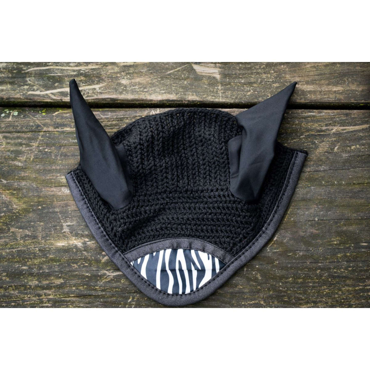 HB Ruitersport Ear Bonnet Zebra Black/White