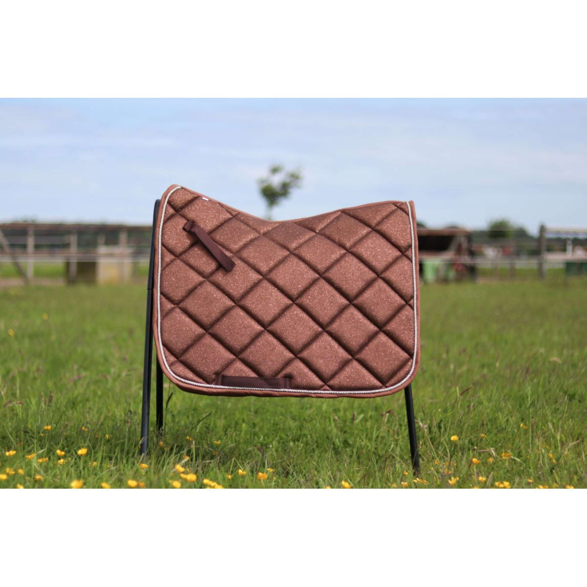 HB Saddlepad Sparkling Glitter Dressage Brown