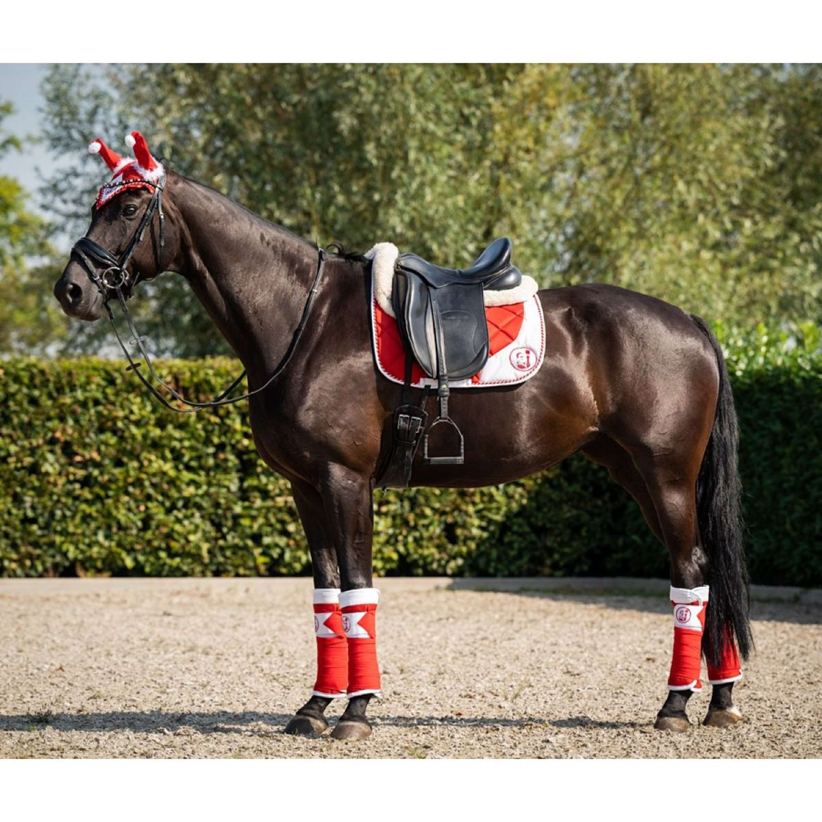 HB Saddlepad Christmas Dressage Christmas Red Glitter