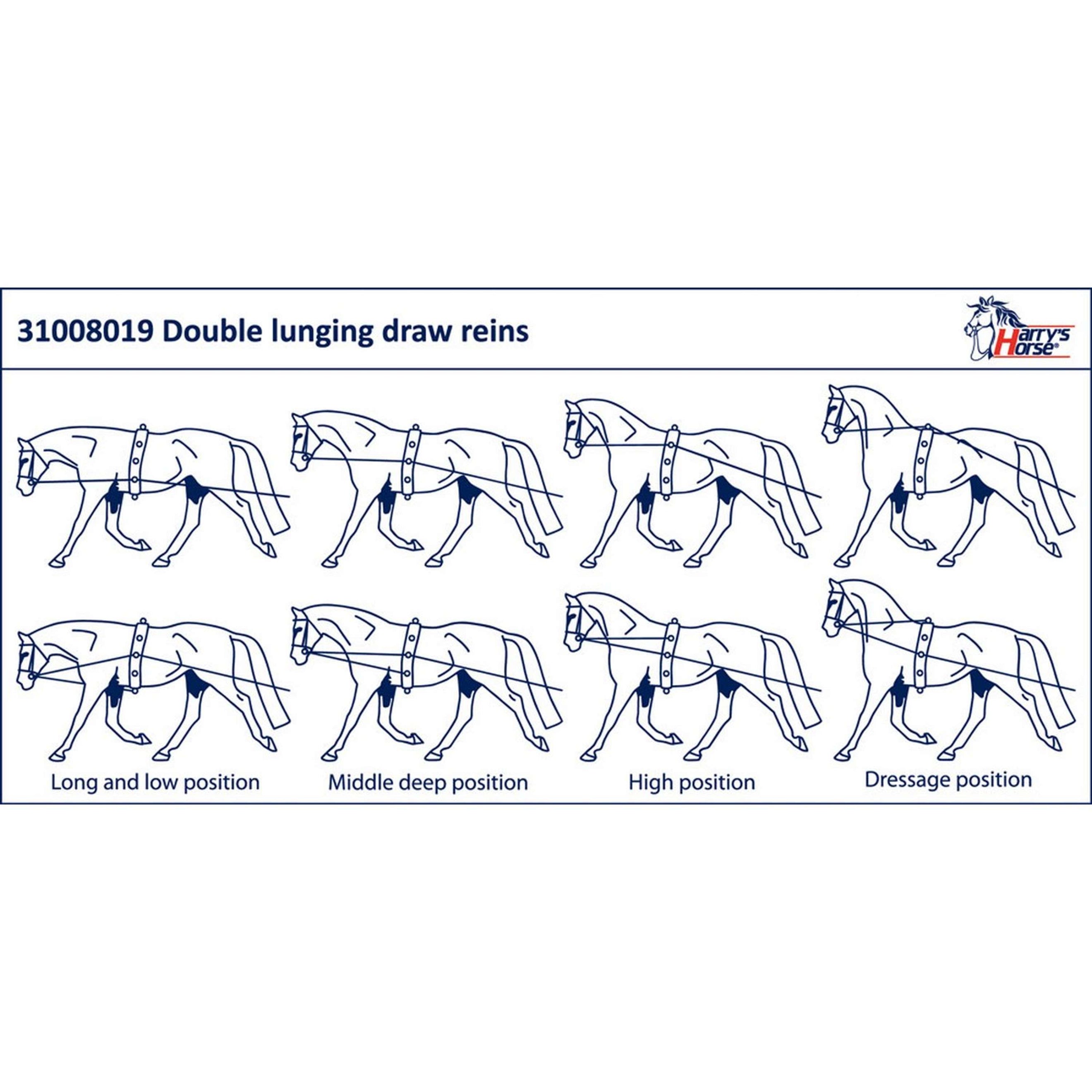 Harry's Horse Double Lunging Draw Reins Black Harry's Horse Double Lunging Draw Reins Black