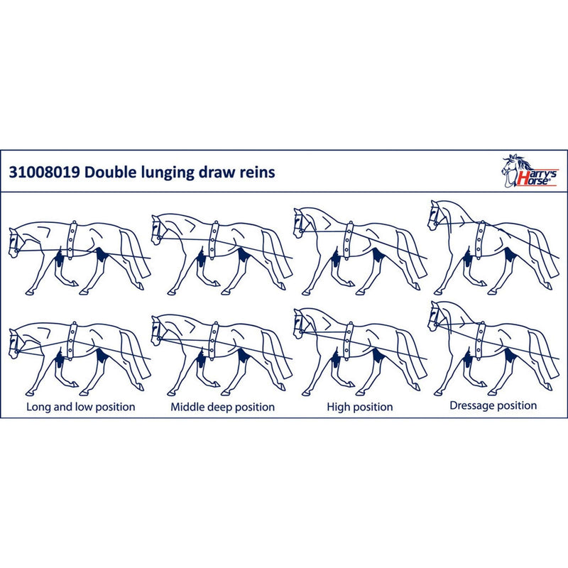 Harry's Horse Double Lunging Draw Reins Black