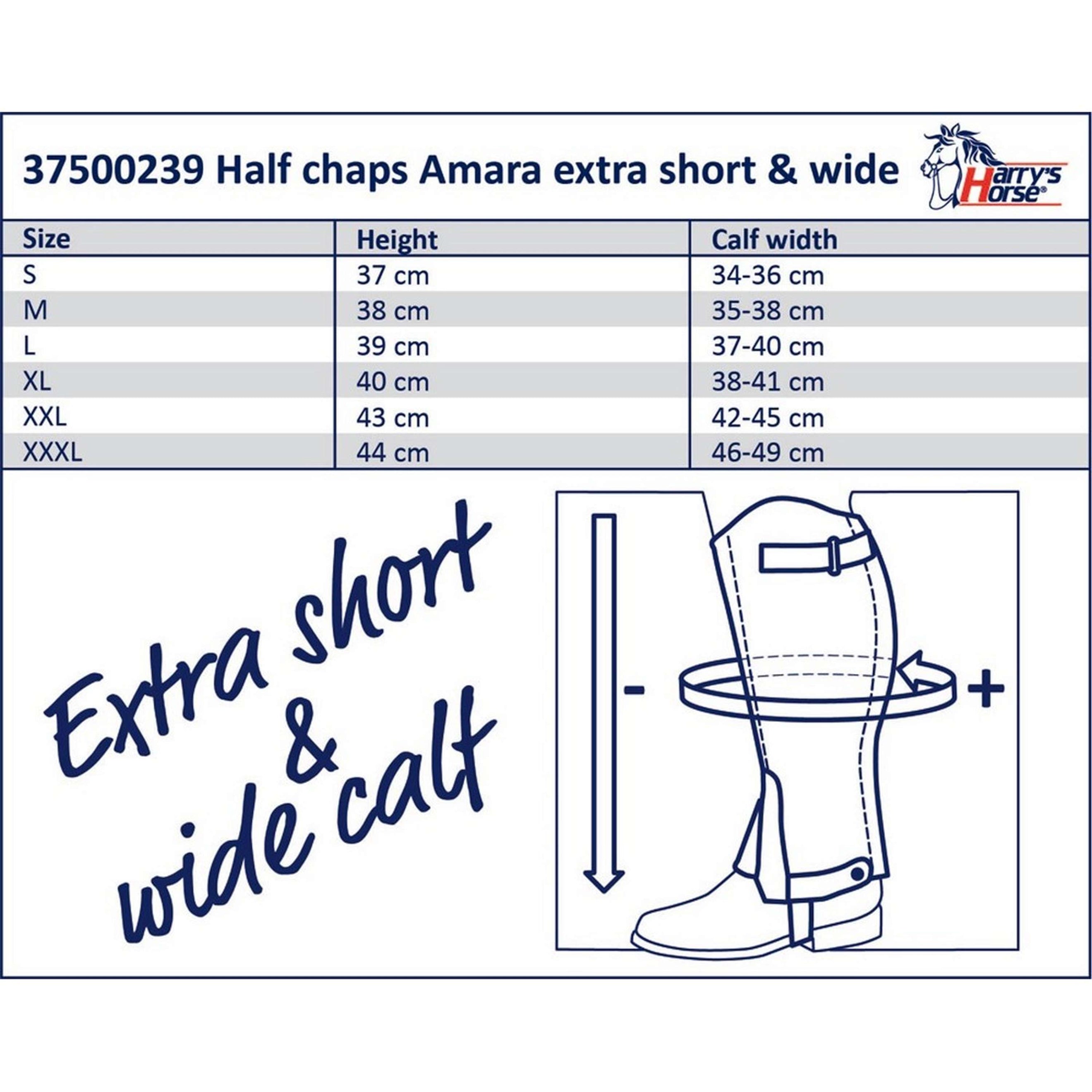 Harry's Horse Chaps Amara Short Wide Black Harry's Horse Chaps Amara Short Wide Black