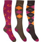 HKM Riding Socks Cardiff Set of 3 dark red/brown