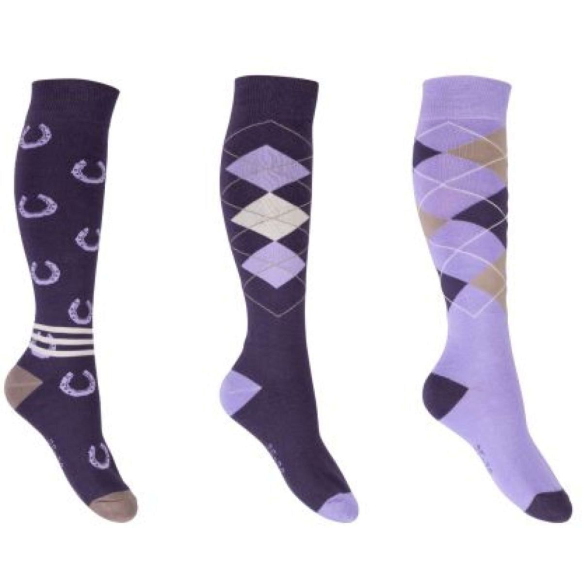 HKM Riding Socks Cardiff Set of 3 Purple/Violet