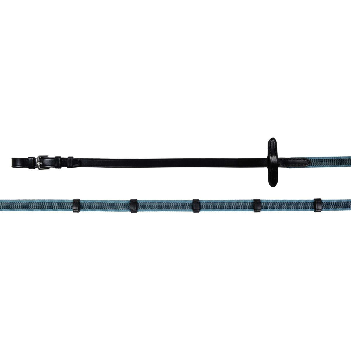 HKM Reins Woven with Rubber Black / Turquoise