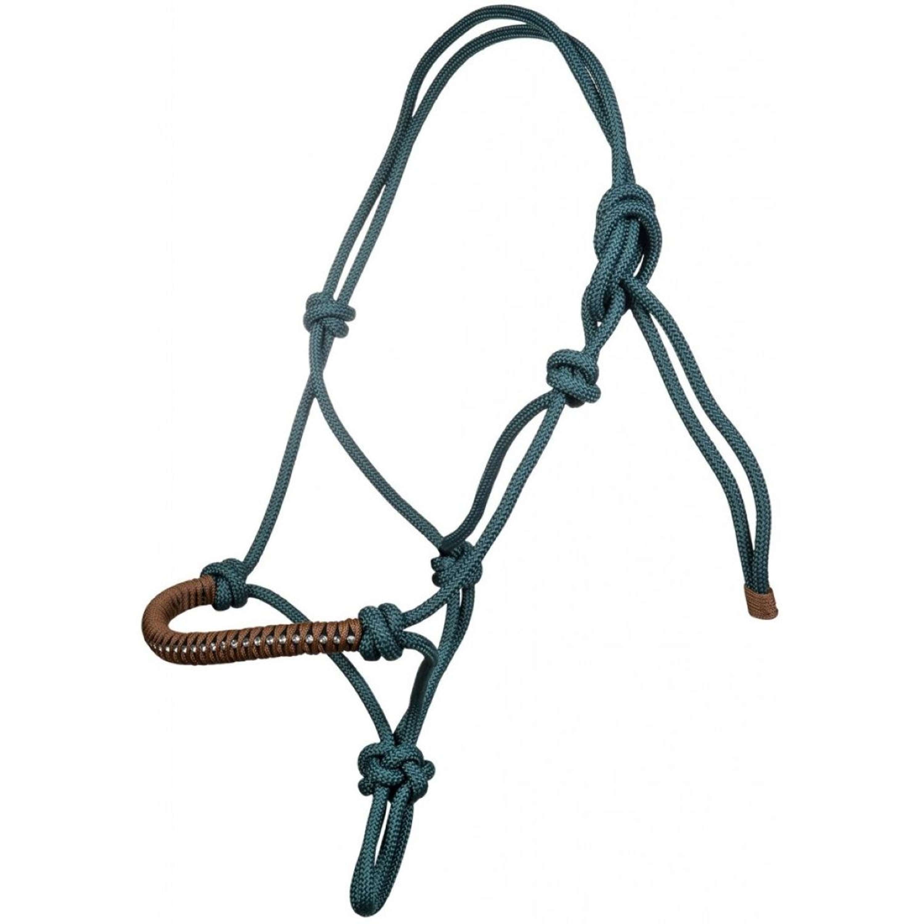 HKM Rope Halter Strass Deko Petrol/Brown
