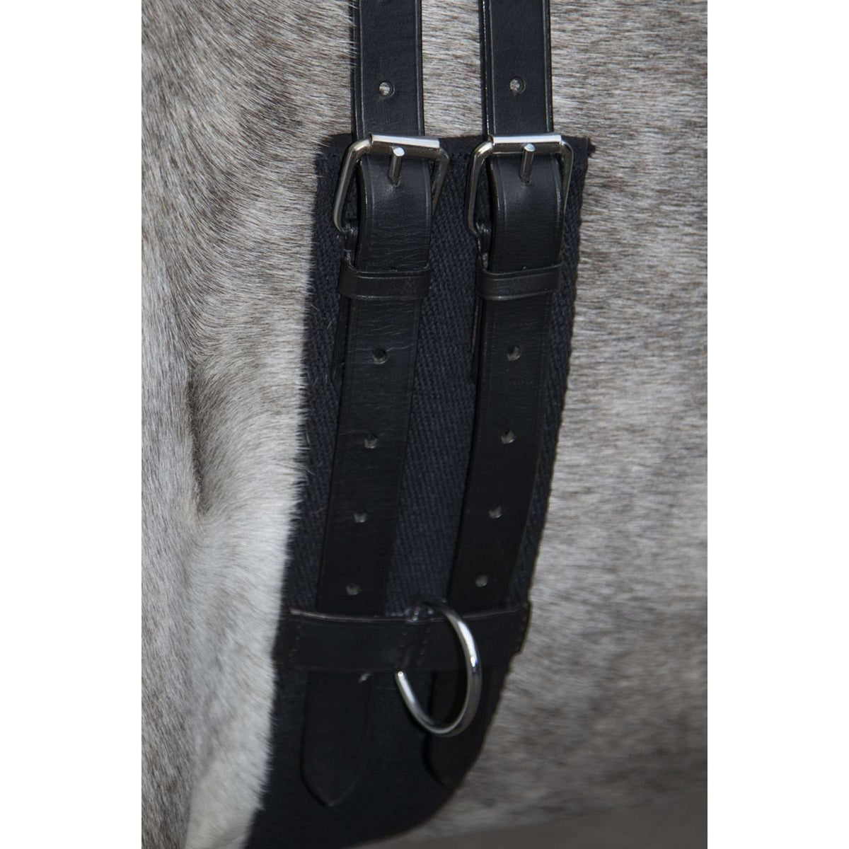 HKM Lunging Girth Canvas Whiteh Double Handgriff Black